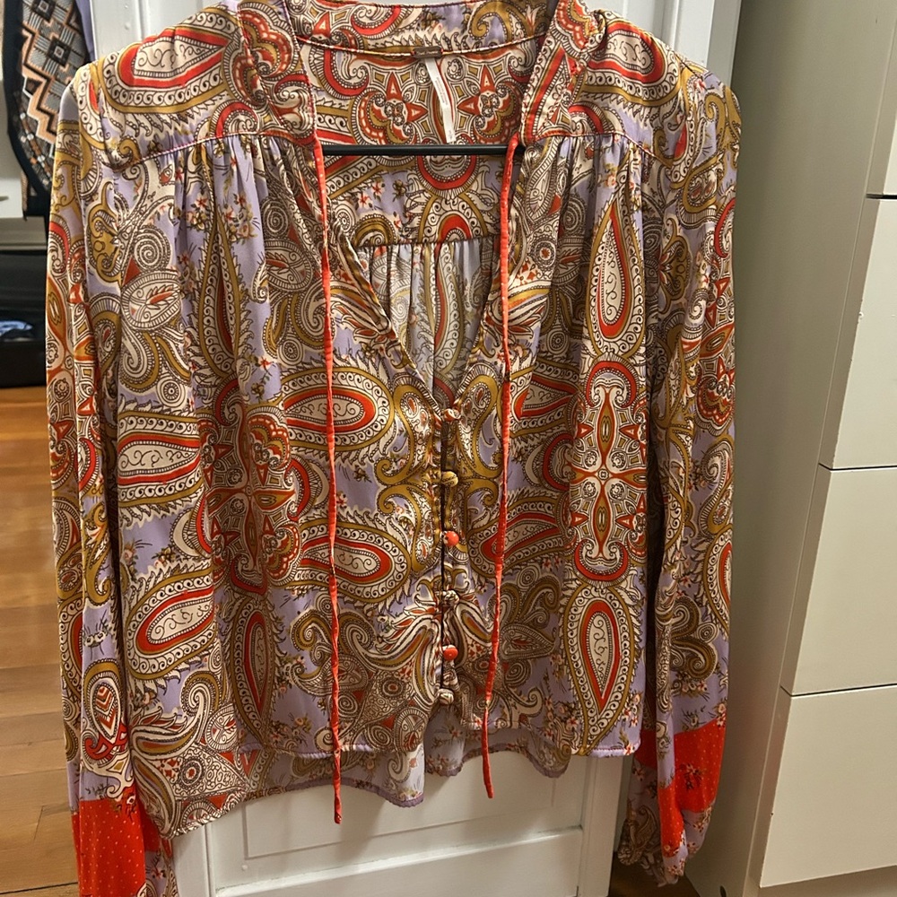 Free People Loose Fitted Paisley Blouse